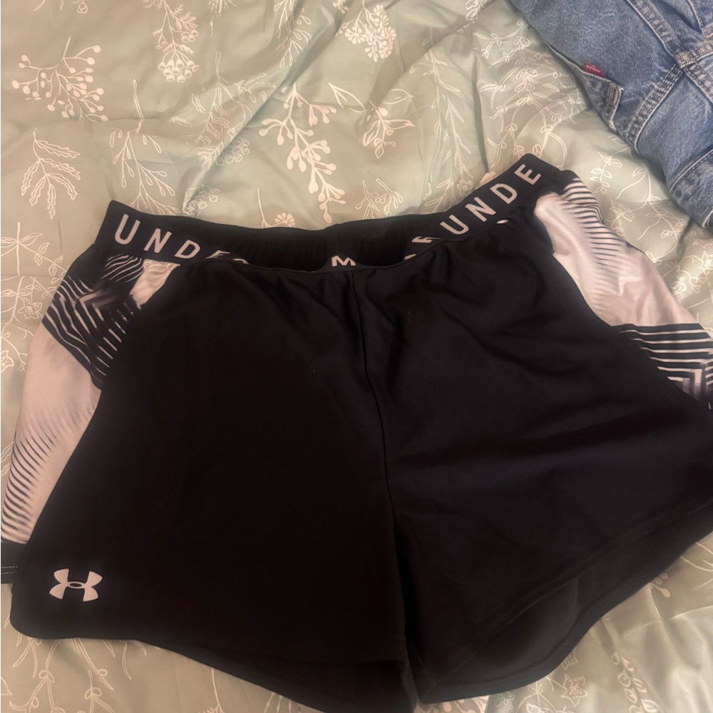 Under Armour Women's Black and White Athletic Shorts